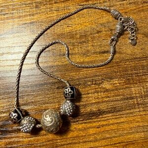 Brighton Silver Metal Slider Charm Necklace 19.5”